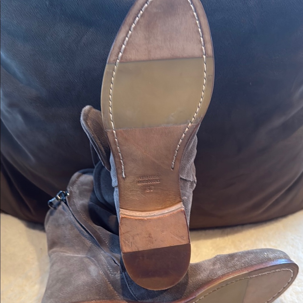 Like new Sundance Italian Suede zip up Slouch Boots with wooden heel and sole - Picture 13 of 16